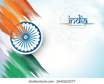 Illustration of Independence Day India concept with beautiful Tricolor Indian flag Balloons birds and elements. 15th August designs of Indian Sale 