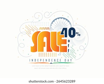 Illustration of Independence Day India concept with beautiful Tricolor Indian flag Balloons birds and elements. 15th August designs of Indian Sale 