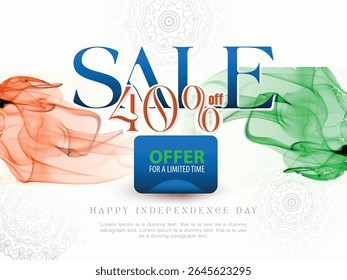 Illustration of Independence Day India concept with beautiful Tricolor Indian flag Balloons birds and elements. 15th August designs of Indian Sale 