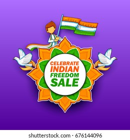 illustration of Independence Day of India sale banner with Indian flag tricolor