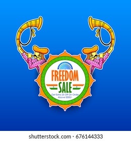 illustration of Independence Day of India sale banner with Indian flag tricolor