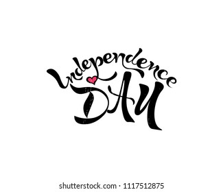  Illustration of Independence Day text. Hand drawn lettering for poster, banner,icon, logo, card etc.