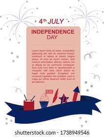 Illustration of independence day. Vector banner  and place for text 4 july