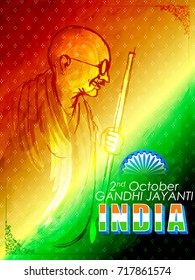 illustration of India background for 2nd October Gandhi Jayanti Birthday Celebration of Mahatma Gandhi