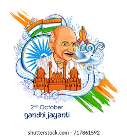 illustration of India background for 2nd October Gandhi Jayanti Birthday Celebration of Mahatma Gandhi