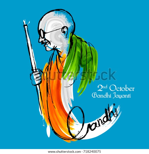 マハトマ ガンジーのガンジー ジャヤンティ誕生日の祝いのインドの背景のイラスト のベクター画像素材 ロイヤリティフリー 718240075
