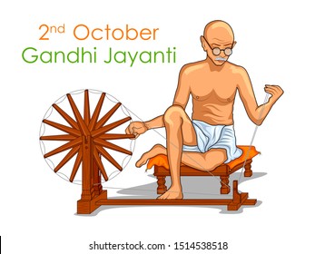 illustration of India background with Nation Hero and Freedom Fighter Mahatma Gandhi for Gandhi Jayanti