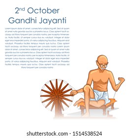 illustration of India background with Nation Hero and Freedom Fighter Mahatma Gandhi for Gandhi Jayanti