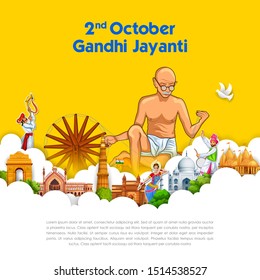 illustration of India background with Nation Hero and Freedom Fighter Mahatma Gandhi for Gandhi Jayanti