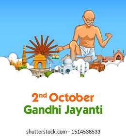 illustration of India background with Nation Hero and Freedom Fighter Mahatma Gandhi for Gandhi Jayanti