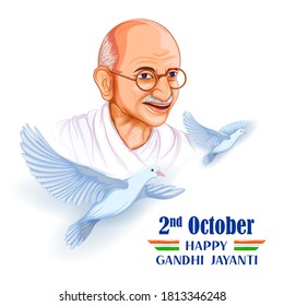 illustration of India background with Nation Hero and Freedom Fighter Mahatma Gandhi popularly known as Bapu for 2nd October Gandhi Jayanti