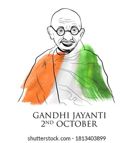 illustration of India background with Nation Hero and Freedom Fighter Mahatma Gandhi popularly known as Bapu for 2nd October Gandhi Jayanti