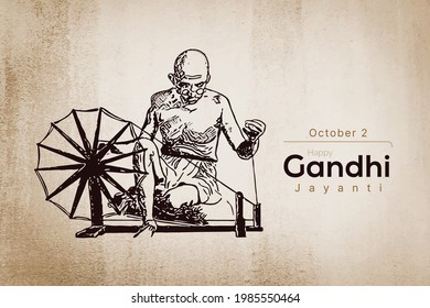 illustration of India background with Nation Hero and Freedom Fighter Mahatma Gandhi for Gandhi Jayanti vector