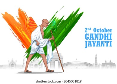 Illustration Indiens Hintergrund mit Nation Hero und Freedom Fighter Mahatma Gandhi allgemein bekannt als Bapu für den 2. Oktober Gandhi Jayanti