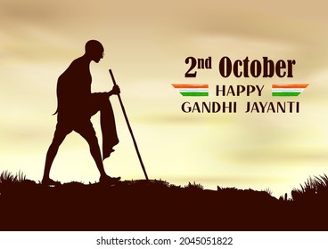 Illustration Indiens Hintergrund mit Nation Hero und Freedom Fighter Mahatma Gandhi allgemein bekannt als Bapu für den 2. Oktober Gandhi Jayanti