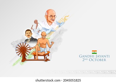 illustration of India background with Nation Hero and Freedom Fighter Mahatma Gandhi popularly known as Bapu for 2nd October Gandhi Jayanti