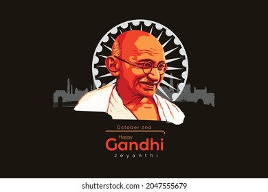 illustration of India background with Nation Hero and Freedom Fighter Mahatma Gandhi for Gandhi Jayanti vector