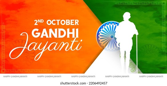 illustration of India background with Nation Hero and Freedom Fighter Mahatma Gandhi popularly known as Bapu for 2nd October Gandhi Jayanti