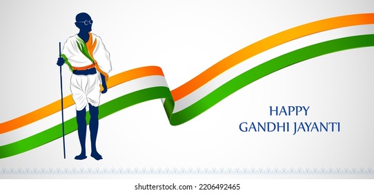 illustration of India background with Nation Hero and Freedom Fighter Mahatma Gandhi popularly known as Bapu for 2nd October Gandhi Jayanti