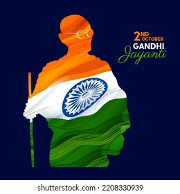 illustration of India background with Nation Hero and Freedom Fighter Mahatma Gandhi popularly known as Bapu for 2nd October Gandhi Jayanti