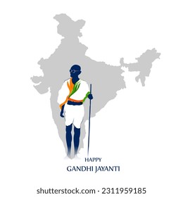 illustration of India background with Nation Hero and Freedom Fighter Mahatma Gandhi popularly known as Bapu for 2nd October Gandhi Jayanti