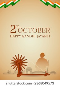 illustration of India background with Nation Hero and Freedom Fighter Mahatma Gandhi popularly known as Bapu for 2nd October Gandhi Jayanti