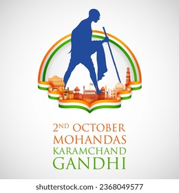 illustration of India background with Nation Hero and Freedom Fighter Mahatma Gandhi popularly known as Bapu for 2nd October Gandhi Jayanti