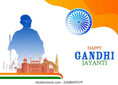 illustration of India background with Nation Hero and Freedom Fighter Mahatma Gandhi popularly known as Bapu for 2nd October Gandhi Jayanti