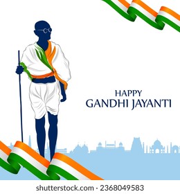 illustration of India background with Nation Hero and Freedom Fighter Mahatma Gandhi popularly known as Bapu for 2nd October Gandhi Jayanti