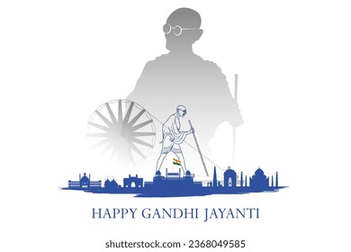 illustration of India background with Nation Hero and Freedom Fighter Mahatma Gandhi popularly known as Bapu for 2nd October Gandhi Jayanti