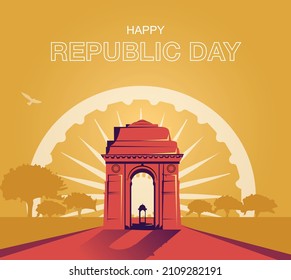 Illustration of India background showing its incredible culture and diversity with monument, dance and festival celebration for 26th January Republic Day of India 