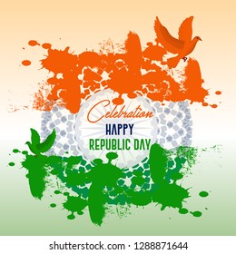 illustration of India background in tricolor and Ashoka Chakra vector illustration of republic day celebration. 26 January - Vector