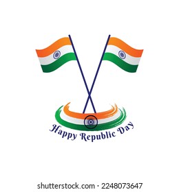 Illustration of India Flag, Double Flag Stand, Beautiful Minimal Grungy Brush Stroke Tri Color Indian Flag Stand Design