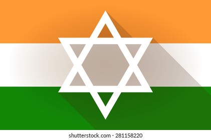 Illustration of an India flag icon with a David star