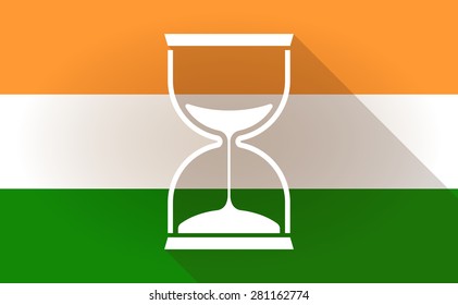 Illustration of an India flag icon with a sand clock