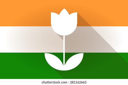 Illustration of an India flag icon with a tulip