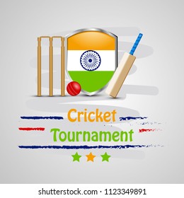 Illustration of India flag participating in cricket tournament