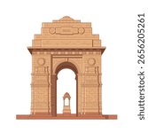 Illustration of India Gate, a historic war memorial and iconic landmark located in New Delhi, India