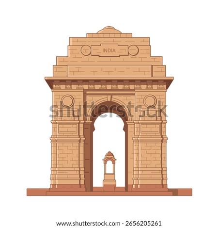 Illustration of India Gate, a historic war memorial and iconic landmark located in New Delhi, India