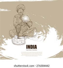 Illustration of India. Hand drawn.