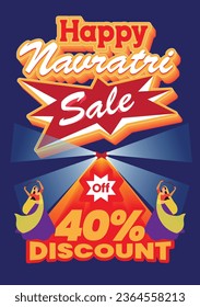 illustration india of Happy Navratri Sale banner template Vector Discount