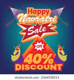 illustration india of Happy Navratri Sale banner template Vector Discount