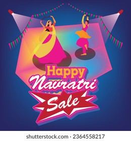 illustration india of Happy Navratri Sale banner template Vector Discount