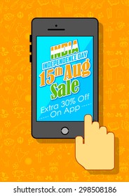 illustration of India Independence sale on mobile application