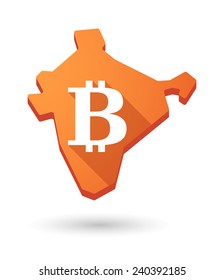 Illustration of an India map icon with a  currency sign