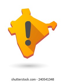 Illustration of an India map icon with an exclamation sign