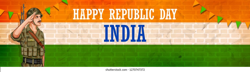illustration of Indian Army soilder nation hero on Pride background for Happy Republic Day of India