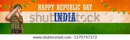illustration of Indian Army soilder nation hero on Pride background for Happy Republic Day of India