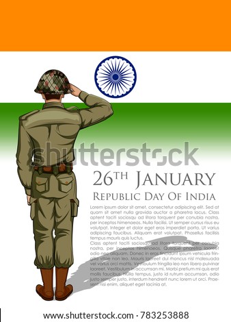 illustration of Indian Army soilder saluting falg of India on Happy Republic Day