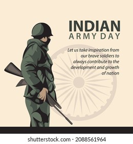 Illustration Of Indian Army Solder Nation Hero Indian Army Day Background. Vector Illustration